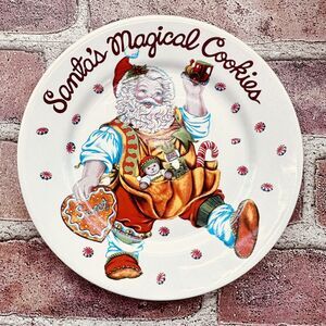 Santa Cookies Plate Sakura Cheryl Ann Johnson Christmas Stoneware Cottagecore